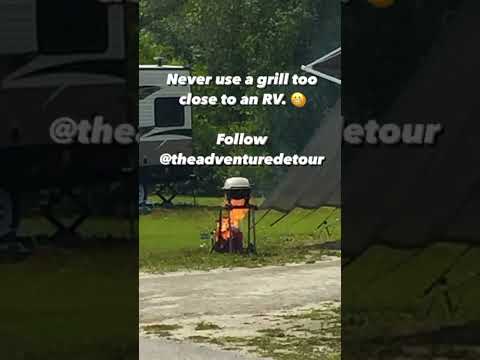 We have witnessed 3 RV grill fires on the road! 😬 #rvtravel