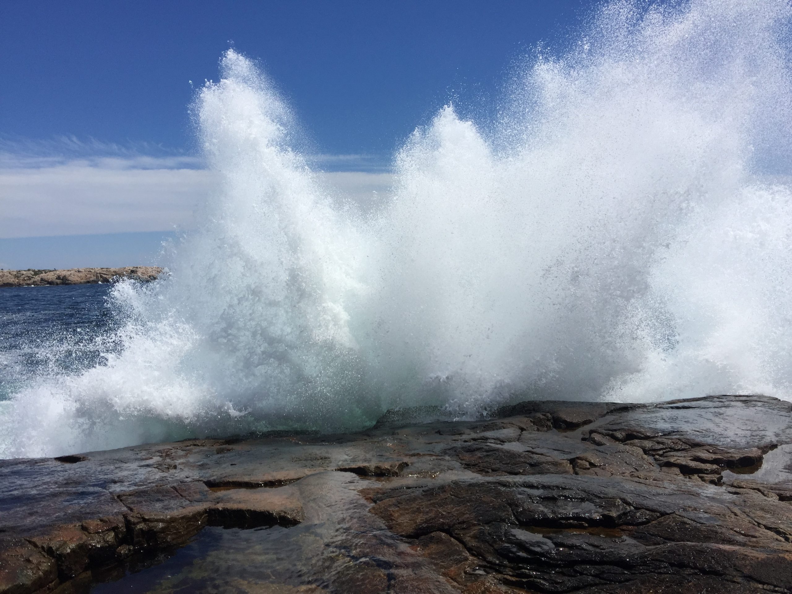Rocketing Wave After Hitting Rocks At Schoodic Point Schoodic Peninsula