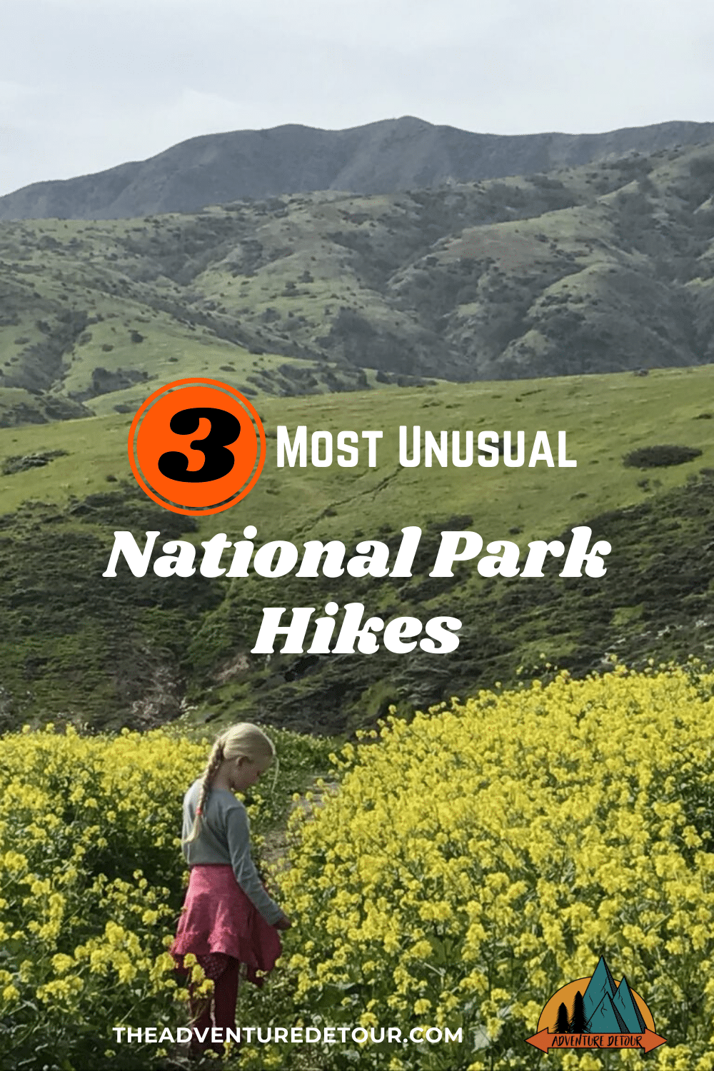 Girl Is Hiking On A Trail With Wild Flowers Unusual National Park Hikes