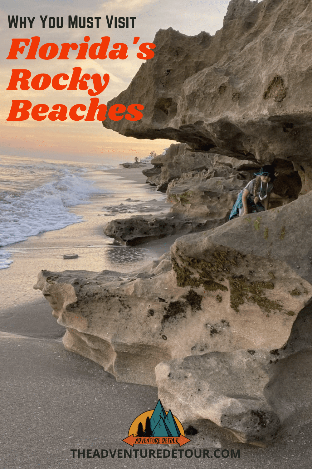 Girl Peeking Through Beach Rock Formation Rocky Beaches In Florida