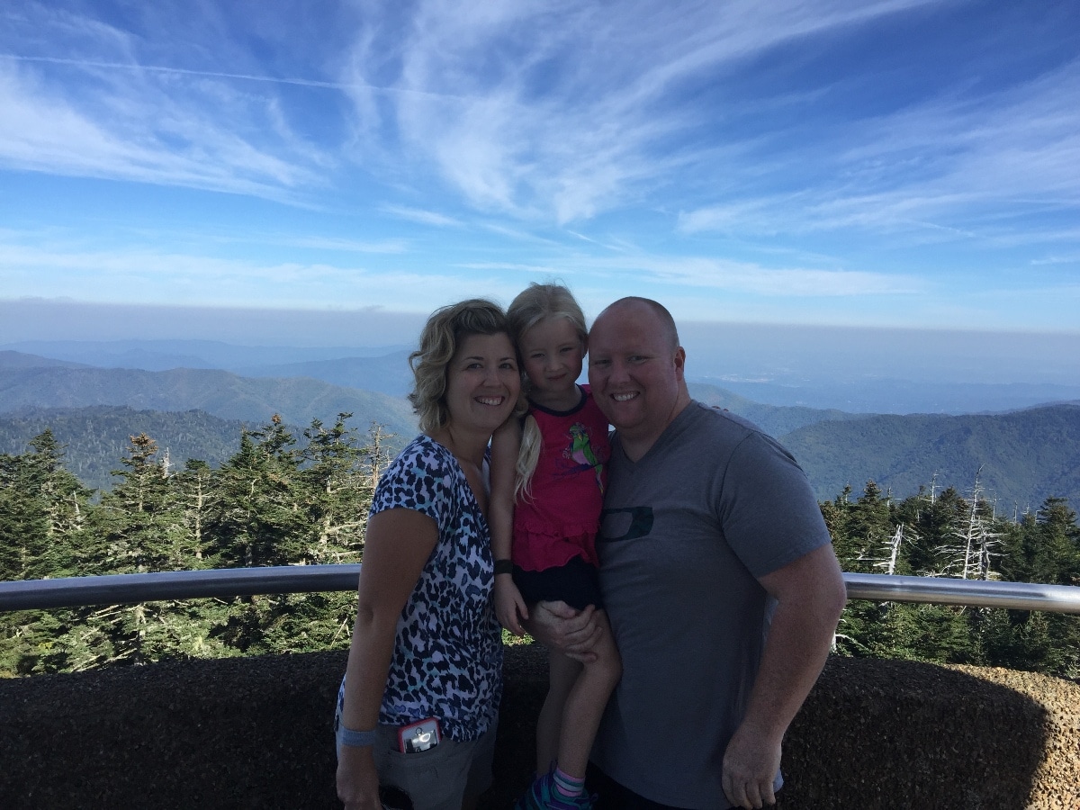 Full-Time RVing Couple And Girl With Mountains Smoky Mountain NP