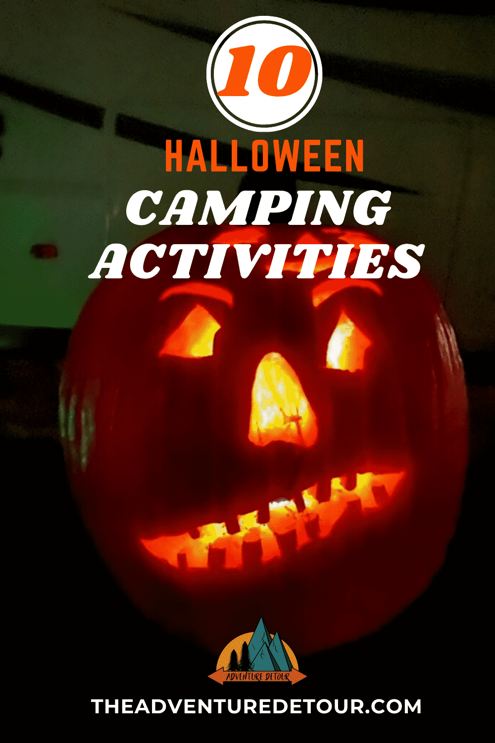 10 Halloween Camping Activities Glowing Pumpkin At Campsite