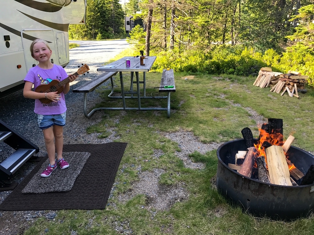 Girl Camping Playing Ukulele Schoodic Peninsula Things To Do Acadia National Park