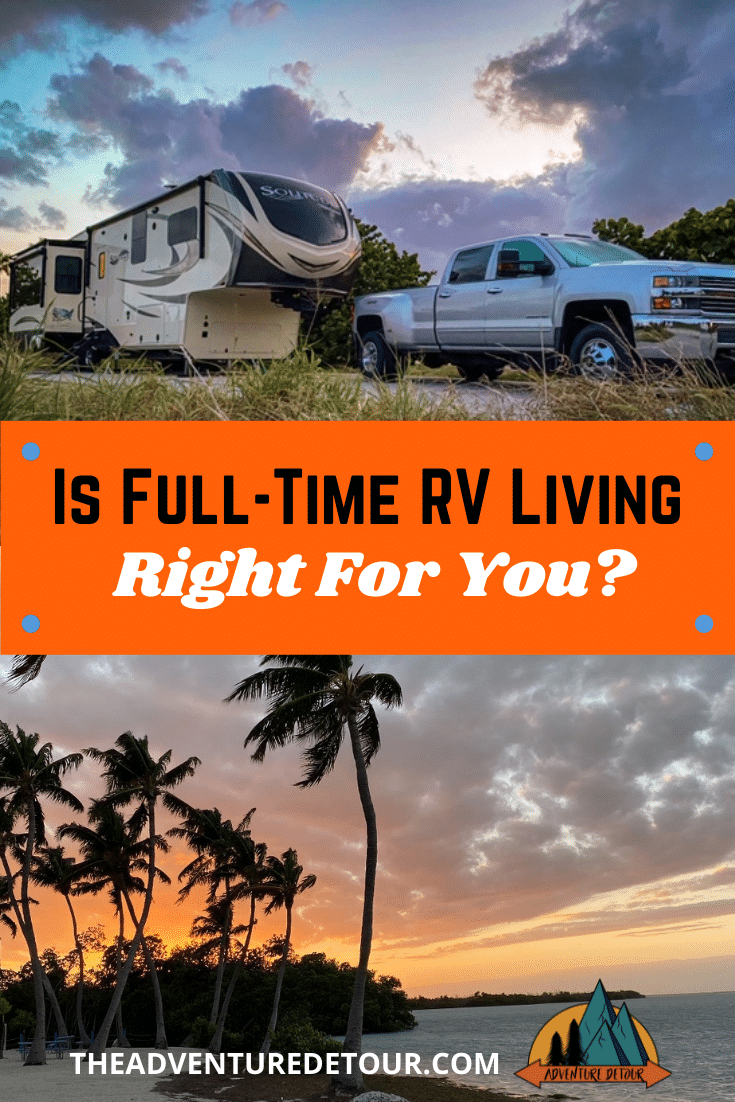 RV In Campsite And Beach At Sunset Is RV Living Full-Time Right For You