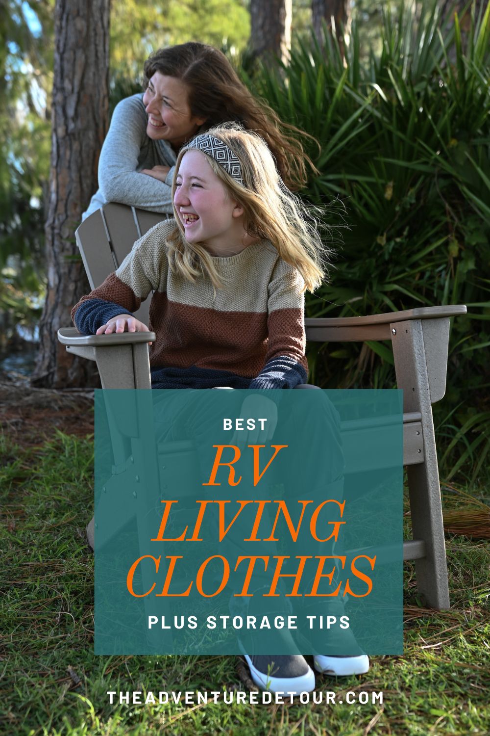 Mom And Daughter Sitting By The Lake - Best Camping Clothes For RV Living