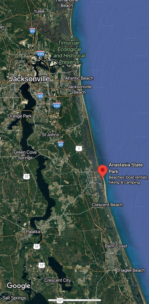 Anastasia SP Map - RV Camping Florida State Park: Florida Beach Camping