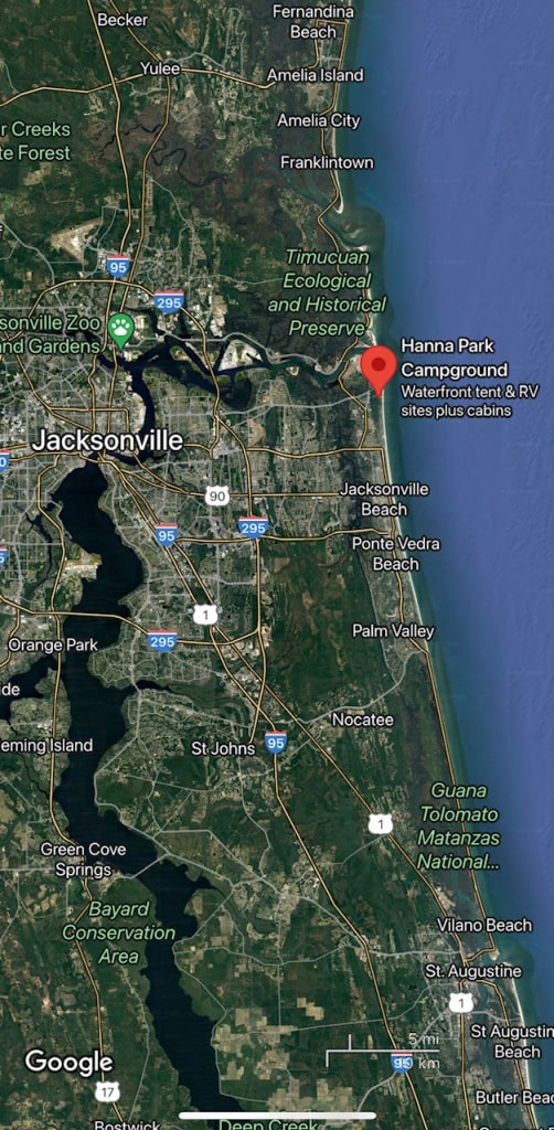Hanna Park Map - RV Camping Florida State Park: Florida Beach Camping