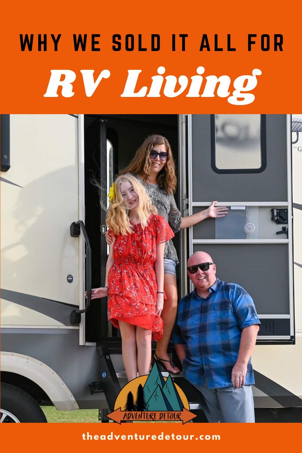 Family in front of RV - Camper Life