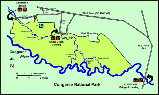 Map of paddle trail in Congaree National Park