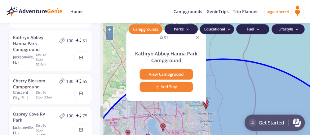 Slideshow explaining how to use AdventureGenie as a camping planner
